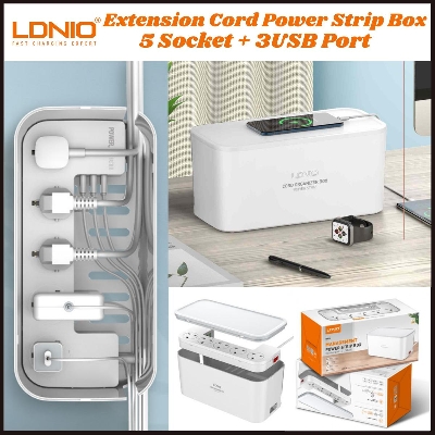 Picture of DNIO SC5309 MANAGEMENT CORD ORGANIZER POWER STRIP BOX WITH 5 SOCKET + 3 USB PORTS