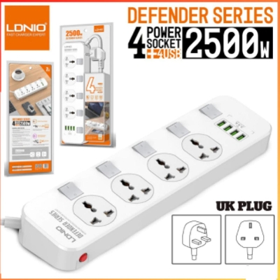 Picture of LDNIO SC4408 POWER STRIP 4 UNIVERSAL SOCKET WITH 4 USB OUTPUT 3.4A 2500W