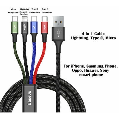 Picture of BASEUS 4 IN 1 RAPID SERIES double TYPE-C MICRO USB CABLE