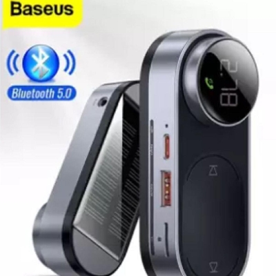 Picture of Baseus Solar FM Transmitter Modulator Car Wireless Bluetooth 5.0 Adapter USB Fast Charger Auto Aux Mp3 Player Hands Free Car Kit