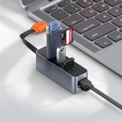 Picture of Baseus Steel Cannon Series USB A to USB3.0*3+RJ45 HUB Adapter