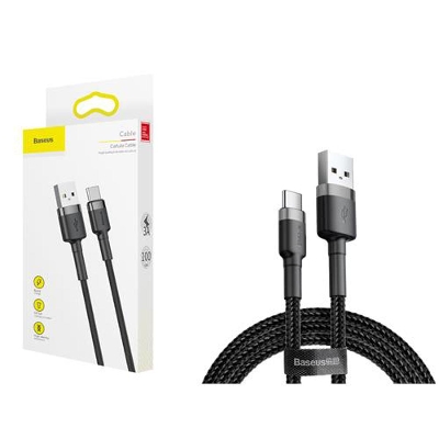 Picture of Baseus Cafule Cable Durable Nylon Braided Wire USB Type-C QC3.0 3A 3M black-grey