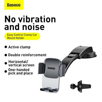 Picture of Baseus Easy Control Clamp Car Mount Holder A Set Air Vent & Dashboard Black