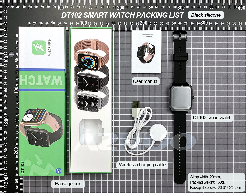 Picture of DT102 Smart Watch NFC 1.9inch Large Screen Wireless Charging GPS Movement Track Watch face Bluetooth Call S7 Smartwatch Specification Appearance ColorGold, Silver, Black Size44*38*11mm Weight35g BodyZinc alloy Button1 WaterproofIP68Screen Material1.9"