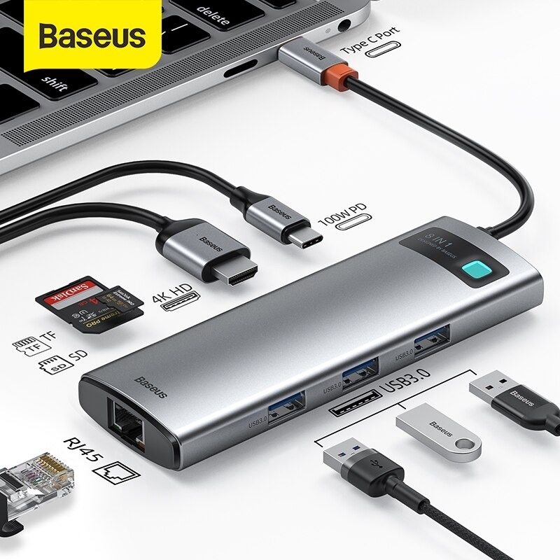 Picture of Baseus Metal Gleam Series 9-in-1 Type-C HUB Docking Station