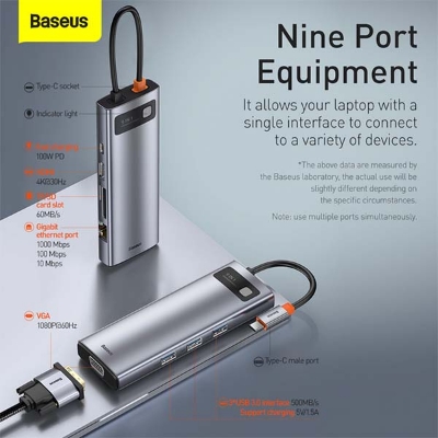Picture of Baseus Metal Gleam Series 9-in-1 Type-C HUB Docking Station