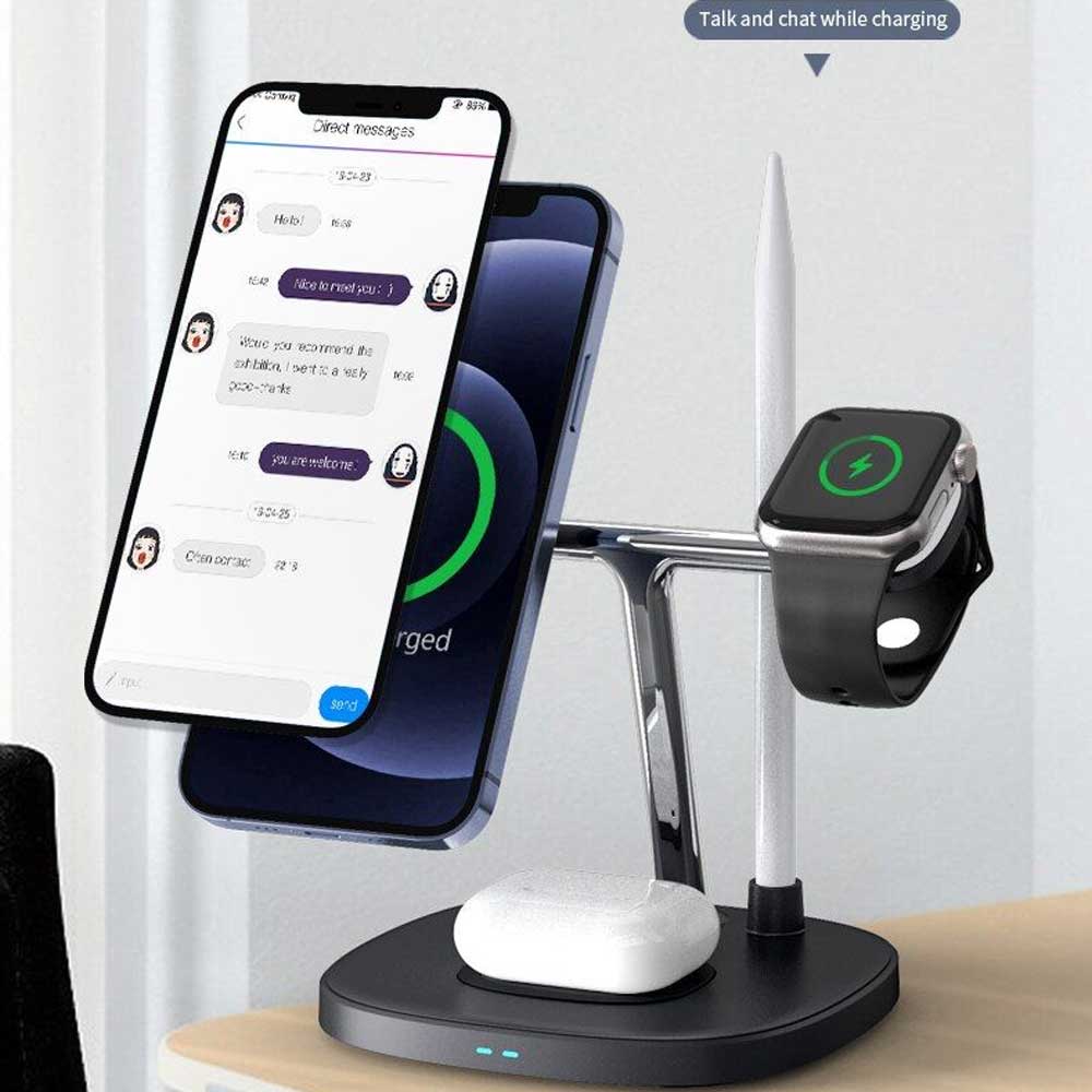 Picture of WiWU M8 Power Air 4 in 1 Qi Magnetic 15W Wireless Charger - Black