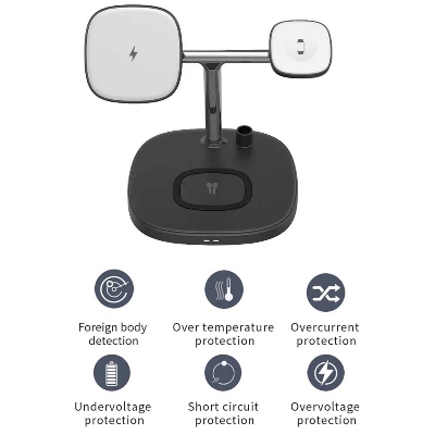 Picture of WiWU M8 Power Air 4 in 1 Qi Magnetic 15W Wireless Charger - Black