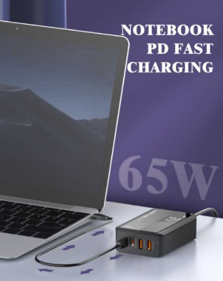 Picture of LDNIO A4808Q - 65W Fast Charge Desktop Charger - Support PD and QC3.0