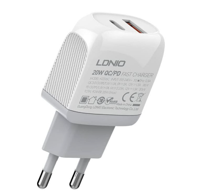 Picture of LDNIO A2316C-EU 20W Fast Travel Dual Port USB & Type-C Charger