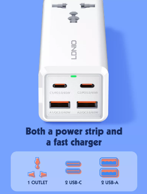 Picture of LDNIO SC1418 65W 4-Port Desktop Charger with Power Socket