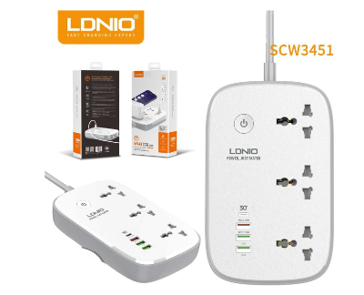 Picture of LDNIO SCW3451 DEFENDER SERIES - WiFi Smart Power Strip 3 Socket 4 USB