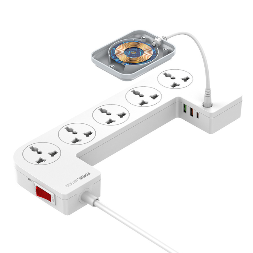 Picture of LDNIO SCW5354 15W Wireless Management Box Power Strip Charger with 20W PD+QC Output