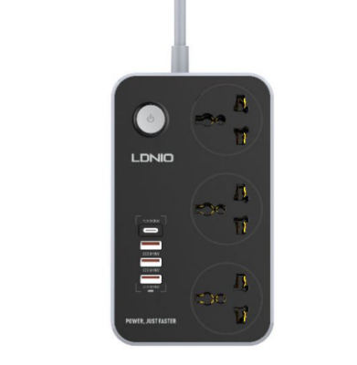 Picture of LDNIO SC3412 38W PD 20W Power Supply Cord and Charger with 3 Power Ports and 3 USB 3.0 Ports 2500W