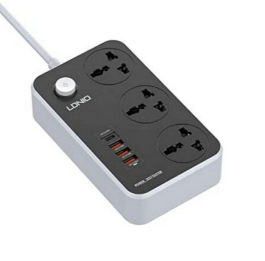 Picture of LDNIO SC3412 38W PD 20W Power Supply Cord and Charger with 3 Power Ports and 3 USB 3.0 Ports 2500W