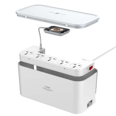 Picture of LDNIO SCW5354 15W Wireless Management Box Power Strip Charger with 20W PD+QC Output