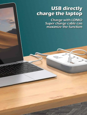 Picture of LDNIO SC3416 Power Strip 65W 3 Sockets With 4 Port Charger