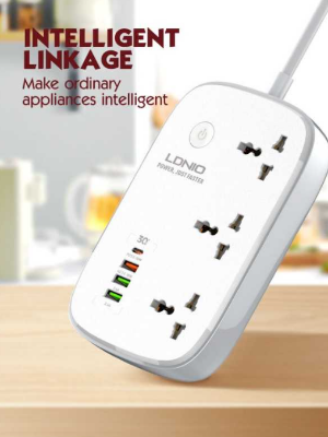 Picture of LDNIO SCW3451 DEFENDER SERIES - WiFi Smart Power Strip 3 Socket 4 USB