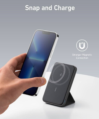 Picture of Anker A1614 Magnetic Power Bank 5000mAh Foldable Magnetic Wireless Portable Charger with Stand