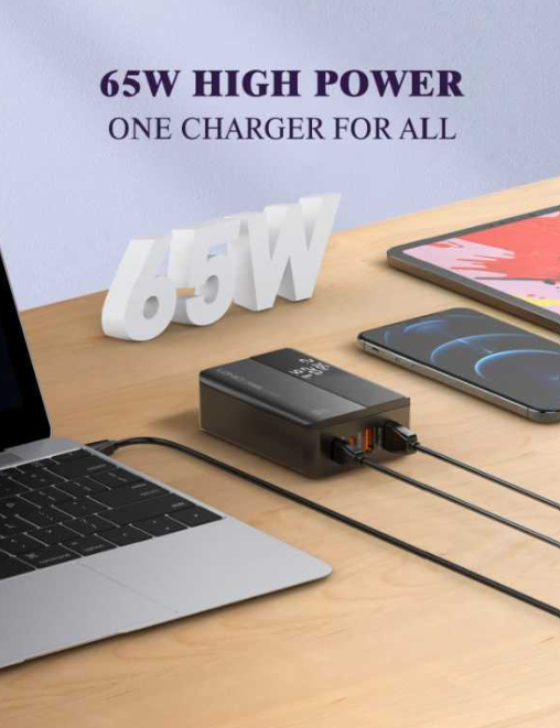 Picture of LDNIO A4808Q - 65W Fast Charge Desktop Charger - Support PD and QC3.0