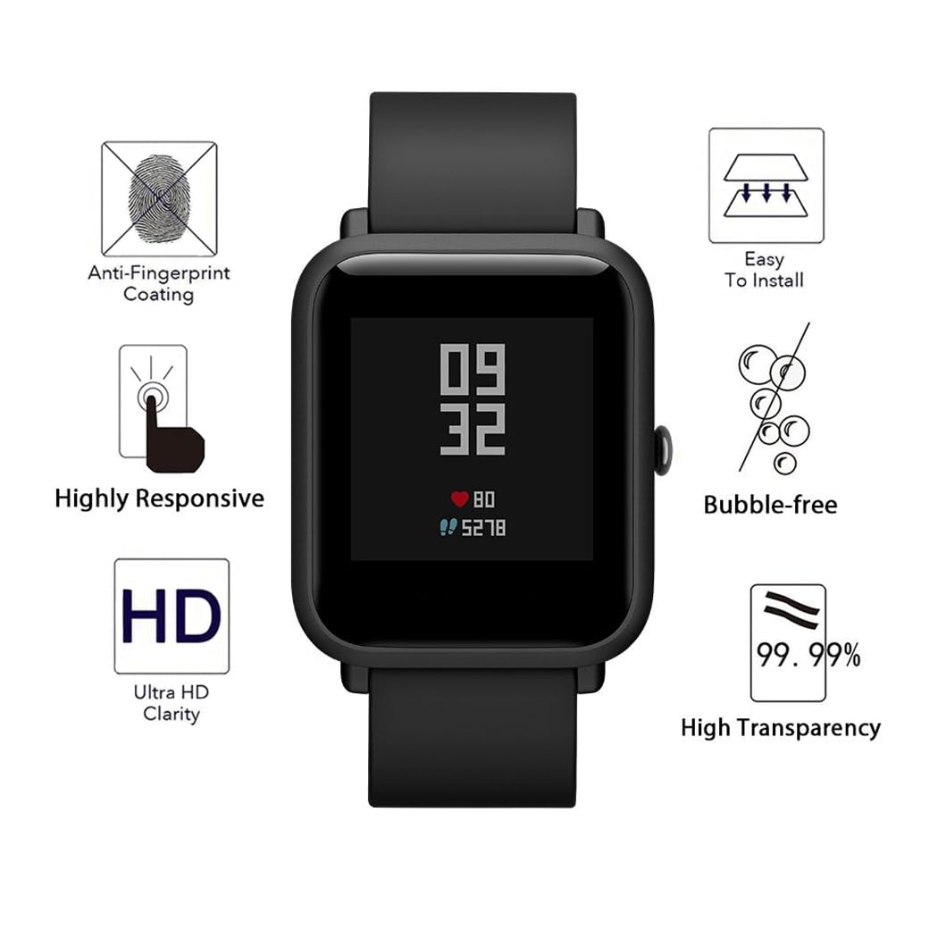 Picture of Xioami Amazfit Bip S Smart Watch Screen Protector Glass, Anti-Scratch Ultimate Protection for Your Watch