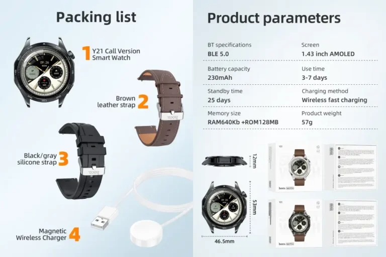 Picture of HOCO Y21 1.43inch AMOLED Bluetooth Call Sports Smart Watch