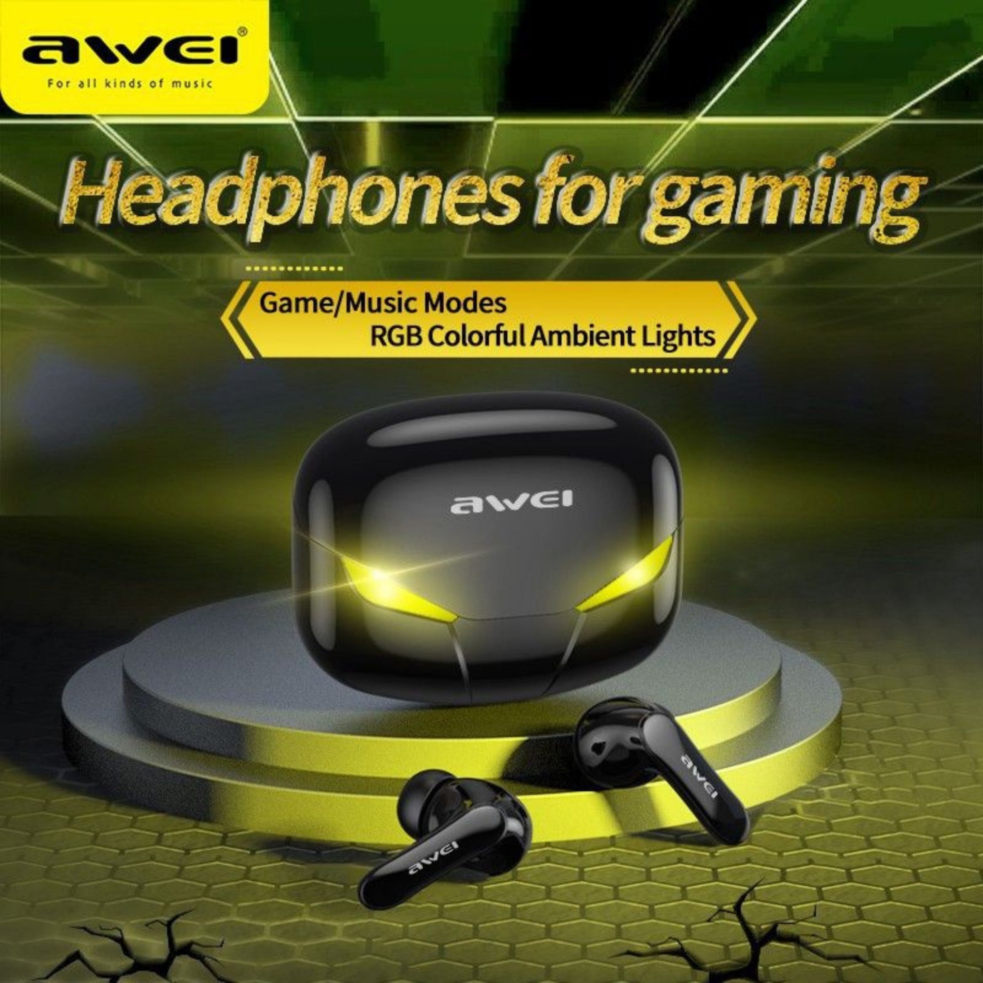 Picture of AWEI T35 TWS Gaming Earbuds Earphones with charging cases