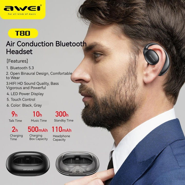 Picture of Awei T80 OWS Bluetooth Air Conduction Earbuds Headset With Mic