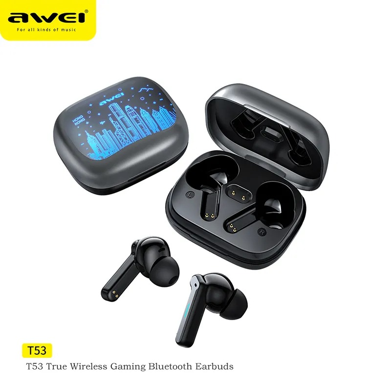 Picture of Awei T53 Wireless Bluetooth Earbuds RGB Colorful Light Earphones Bluetooth 5.3 Call Noise Reduction Headphone