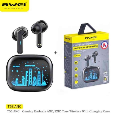 Picture of Awei T53 Wireless Bluetooth Earbuds RGB Colorful Light Earphones Bluetooth 5.3 Call Noise Reduction Headphone