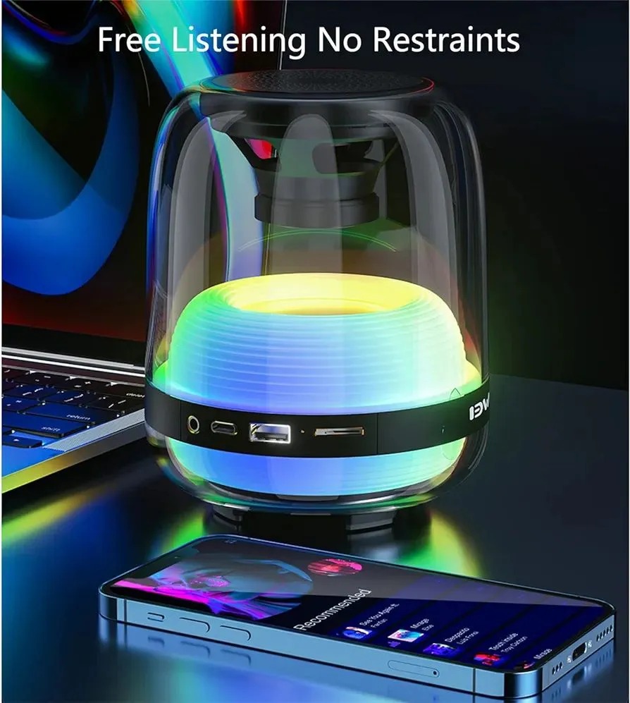 Picture of AWEI Y386 8W Portable Bluetooth Speaker 9D Surround Stereo Deep Bass 1200mAh Battery RGB Light Outdoor Wireless Speaker