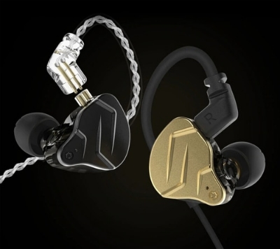 Picture of KZ ZSN PRO X Dual Driver 1BA+1DD Hybrid Metal Earphones with Gold Plated Pin HD Condenser Mic Ergonomic Design Earphones