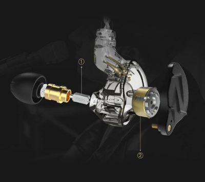 Picture of KZ ZSN PRO X Dual Driver 1BA+1DD Hybrid Metal Earphones with Gold Plated Pin HD Condenser Mic Ergonomic Design Earphones