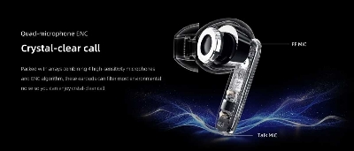 Picture of QCY T13 ANC 2 TWS Earphones 2nd Generation 4 Mic 28dB ANC Up to 30 hours Playtime with ANC off BT 5.3 68ms Gaming Mode IPX5 Waterproof 10mm Dynamic Driver Wireless Bluetooth Earbuds