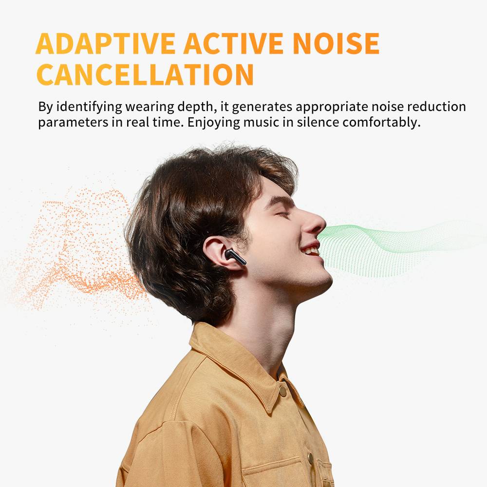 Picture of QCY HT10 AilyBuds Pro Earbuds Semi In-Ear 6 Mic Adaptive ANC BT 5.3 350mAh Case Battery Type C Charging 13mm Driver LDAC Codec Support Lightweight Wireless Bluetooth Earphones