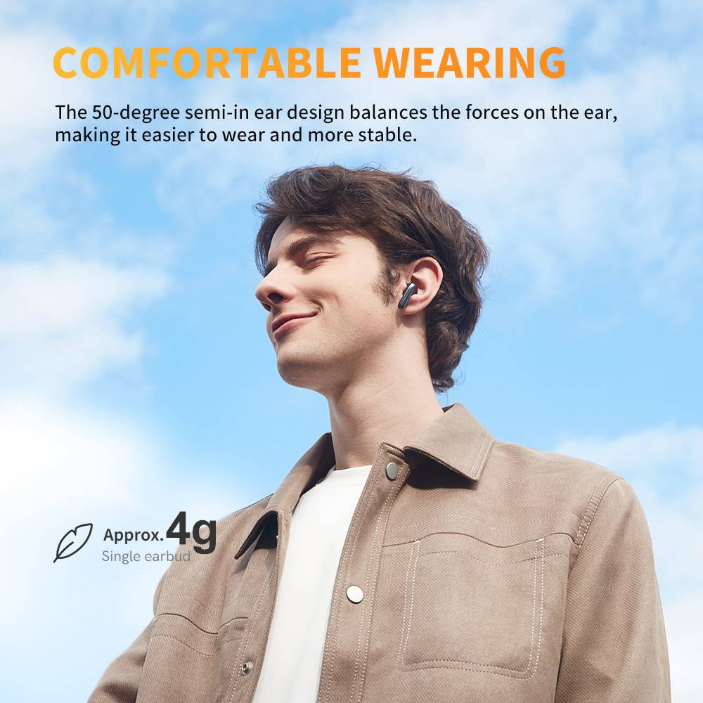 Picture of QCY HT10 AilyBuds Pro Earbuds Semi In-Ear 6 Mic Adaptive ANC BT 5.3 350mAh Case Battery Type C Charging 13mm Driver LDAC Codec Support Lightweight Wireless Bluetooth Earphones