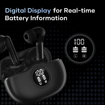 Picture of Wavefun Star 2 ANC Wireless Earbuds Digital Display BT 5.3 Active Noise Cancellation 45ms Low Latency 13mm Dynamic Speaker Light Weight Super Bass Bluetooth Earphone