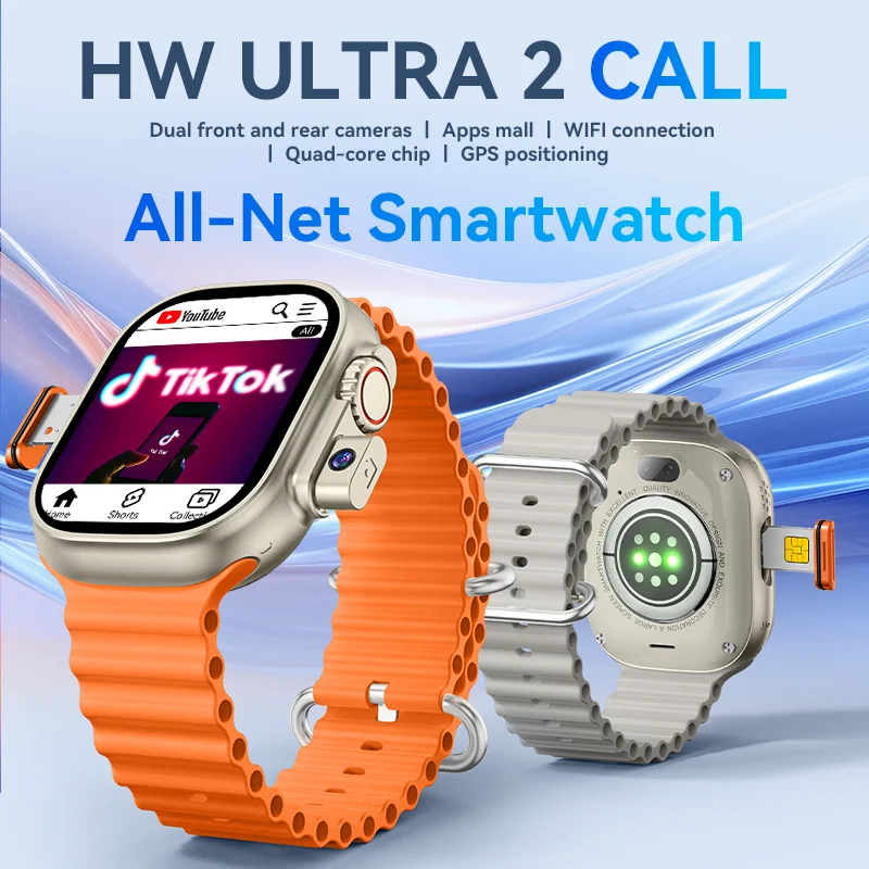 Picture of HW Ultra 2 5G Smart Watch 2.02 inch Display Ram 4GB ROM 64GB Dual Camera Front and Rear Direct Audio Video Call Wifi Android 8.1 Google Playstore Smartwatch