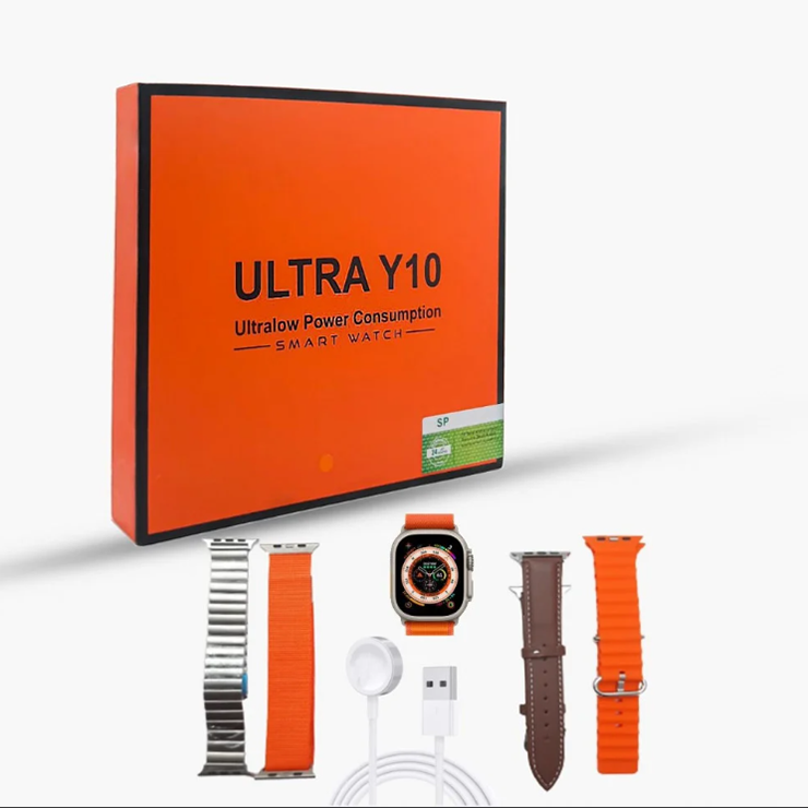 Picture of Y10 Ultra Smart Watch Bluetooth Calling Wireless Charging 1.99 inch Display 4 Straps Combo Leather Metal Watch Straps Smartwatch 8 Series