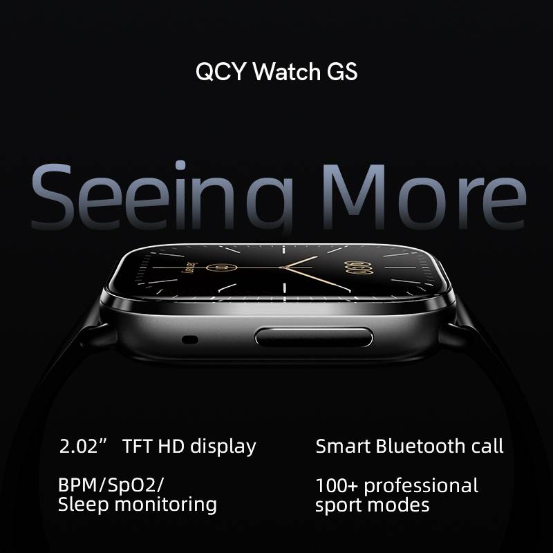 Picture of QCY GS Smart Watch 2.02 inch HD 60Hz Display Bluetooth Calling IPX8 Waterproof 24 Hours Heart Rate Monitor SPO2 Sensor 100+ Sports Modes Smartwatch for Men and Women