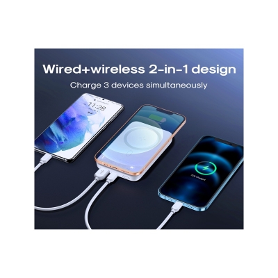 Picture of JOYROOM JR-W020 Mini Power Bank 10000mAh 1 Input 3 Output with Magnetic Wireless MagSafe 20W PD Fast Charging