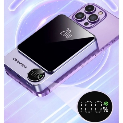 Picture of AWEI P39K 15W Wireless Magnetic 10000mAh Power Bank 22.5W 5A PD 20W Super Fast Charging with Digital Display