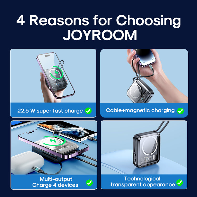 Picture of Joyroom JR-L006 10000mAh Transparent Power Bank IcySeries 22.5W Wired 15W Magnetic Wireless Charging Mini Powerbank