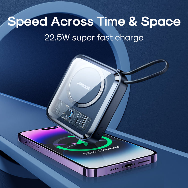 Picture of Joyroom JR-L007 10000mAh Transparent Power Bank IcySeries 22.5W Wired 15W Magnetic Wireless Charging Mini Powerbank
