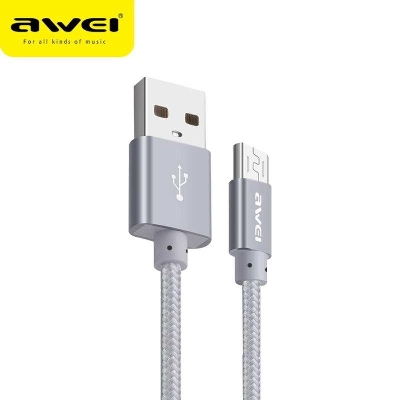 Picture of Awei CL-10 Micro USB Short Cable (30 Cm) Fast Charging Nylon Braided Cable For Powerbank