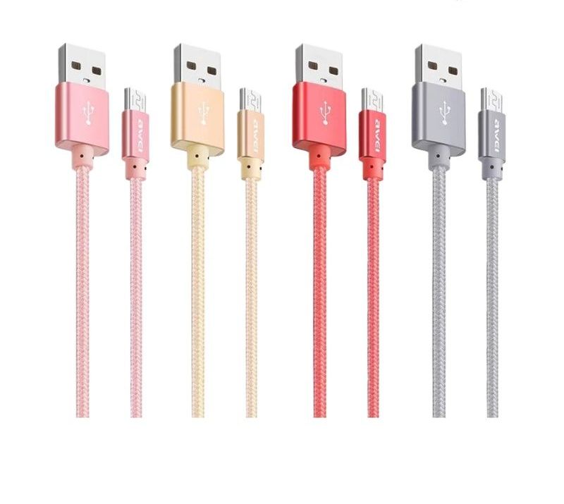 Picture of Awei CL-10 Micro USB Short Cable (30 Cm) Fast Charging Nylon Braided Cable For Powerbank