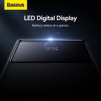 Picture of Baseus Power Bank 30000mAh 22.5W Star-Lord Digital Display Fast Charge with  USB to Type-C 3A 0.3m Black Cable