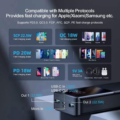 Picture of Joyroom JR-QP193 Super Fast 22.5W Power Bank 30000mAh-Black