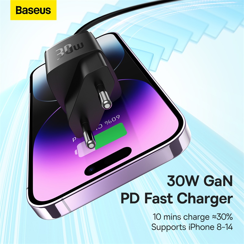 Picture of Baseus 30W GaN5 Type C Fast Charging Charger for iPhone 14 pro max SAMSUNG S22 Huawei Xiaomi Realme EU