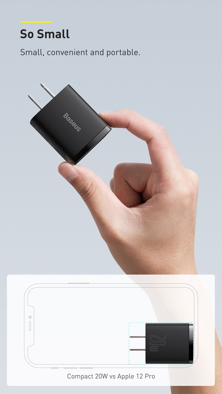 Picture of Baseus 20W USB Charger PD3.0 QC4.0 Fast Charging USB Type C Charger Portable Dual USB Port Phone Charger For iPhone 14 13 Pro Max 12 Pro Max 11 Mini 8 Plus